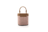 Structured Leather Nude Raffia Elena Vanity Bag