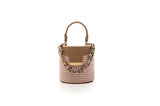 Structured Leather Nude Raffia Elena Vanity Bag