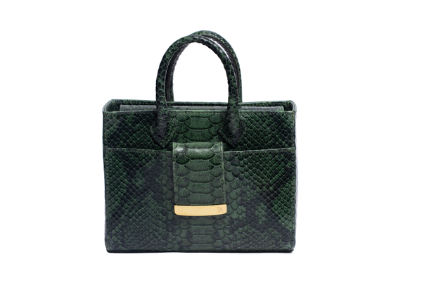 Structured Leather Olive Ella Mini Tote