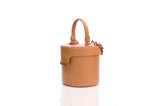 Structured Leather Tan Elena Vanity Bag