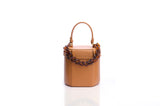 Structured Leather Tan Elena Vanity Bag