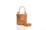 Structured Leather Tan Elena Vanity Bag