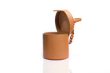 Structured Leather Tan Elena Vanity Bag