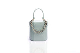 Structured Leather Teal Green Elena Vanity Bag