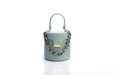 Structured Leather Teal Green Elena Vanity Bag