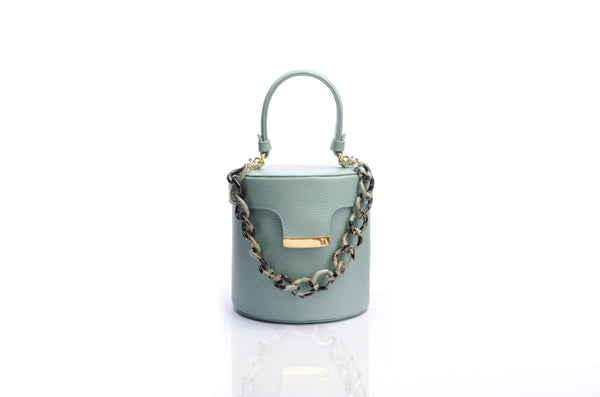 Structured Leather Teal Green Elena Vanity Bag