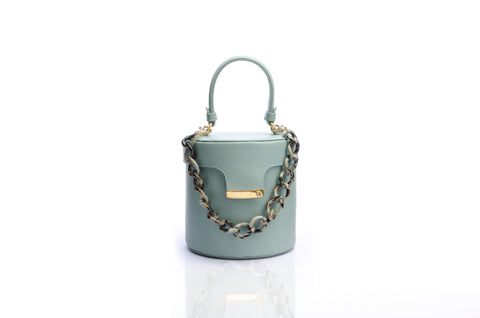 Structured Leather Teal Green Elena Vanity Bag