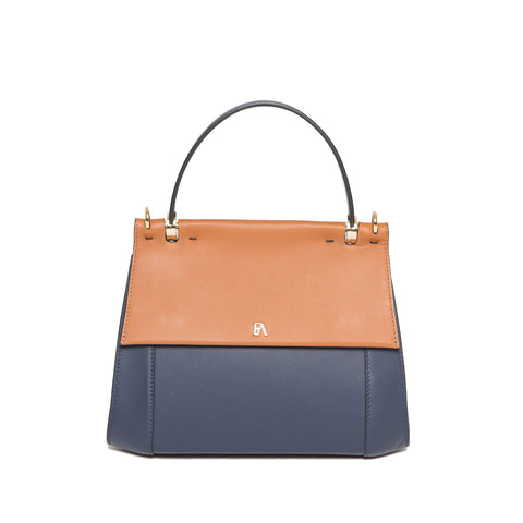 Tan & Navy Nora Top Handle