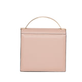 Taupe smooth Napa leather mini Nova bag with gold-tone top handle and sleek accordion silhouette.