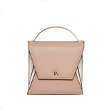 Taupe and cream mini Nova bag in smooth Napa leather with gold-tone hardware and an elegant accordion silhouette.
