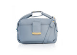 Textured Italian Leather Baby Blue Gigi Tote Handbag