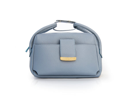 Textured Italian Leather Baby Blue Gigi Tote Handbag
