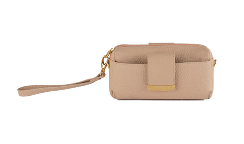 Textured Italian Leather Blush Gigi Pouchette