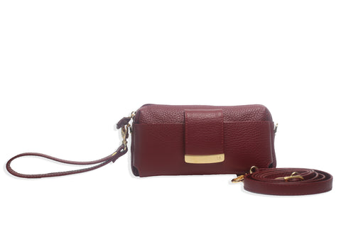 Textured Italian Leather Bordeaux Gigi Pouchette
