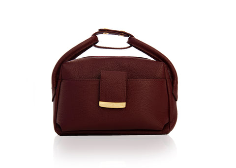 Textured Italian Leather Bordeaux Gigi Tote Handbag