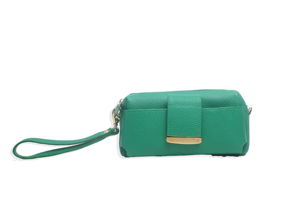 Textured Italian Leather Forest Green Gigi Pouchette
