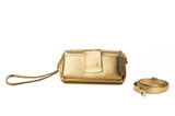 Textured Italian Leather Gold Gigi Pouchette
