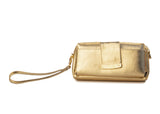 Textured Italian Leather Gold Gigi Pouchette