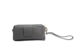 Textured Italian Leather Gray Gigi Pouchette