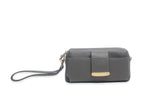 Textured Italian Leather Gray Gigi Pouchette