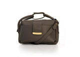 Textured Italian Leather Gray Gigi Tote Handbag