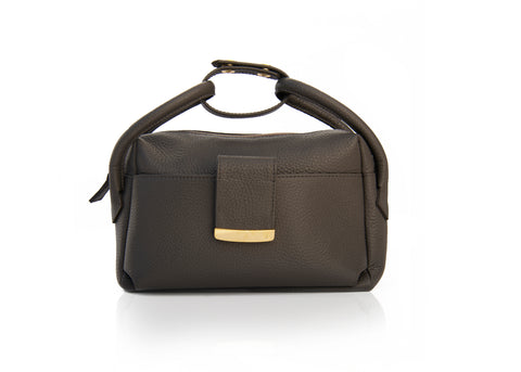 Textured Italian Leather Gray Gigi Tote Handbag