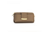 Textured Italian Leather Greige Gigi Pouchette