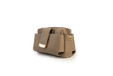 Textured Italian Leather Greige Gigi Pouchette