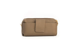 Textured Italian Leather Greige Gigi Pouchette