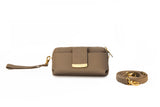 Textured Italian Leather Greige Gigi Pouchette