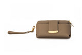 Textured Italian Leather Greige Gigi Pouchette