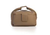 Textured Italian Leather Greige Gigi Tote Handbag