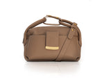 Textured Italian Leather Greige Gigi Tote Handbag