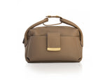 Textured Italian Leather Greige Gigi Tote Handbag