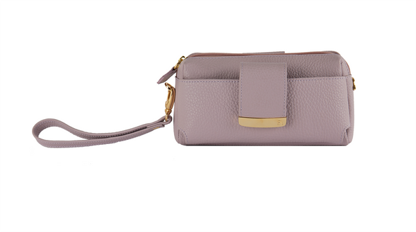 Textured Italian Leather Light Purple Gigi Pouchette