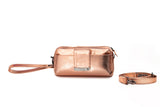 Textured Italian Leather Rose Gold Gigi Pouchette
