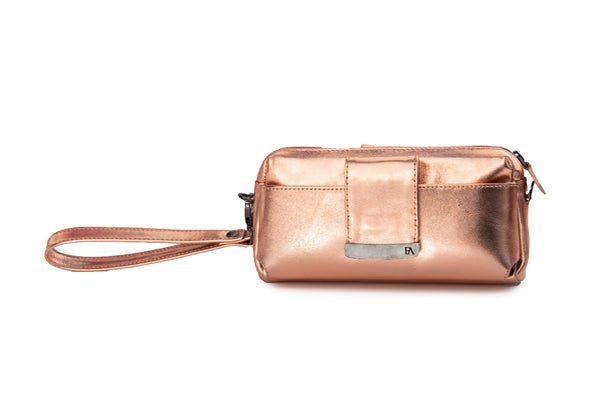 Textured Italian Leather Rose Gold Gigi Pouchette