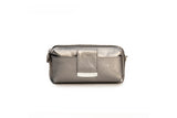 Textured Italian Leather Silver Gigi Pouchette