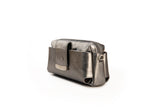 Textured Italian Leather Silver Gigi Pouchette