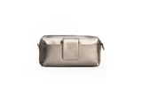 Textured Italian Leather Silver Gigi Pouchette