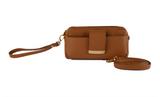 Textured Italian Leather Tan Gigi Pouchette