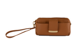 Textured Italian Leather Tan Gigi Pouchette