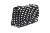 Mini Jackie O shoulder bag in black and white water snake leather with a silver logo plaque and chain strap.