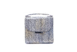 Mini Steffany tote in yellow and purple water snake leather with a designer logo plaque and silver-tone hardware.